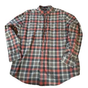 Pendleton Landry Shirt XLOrange Gray Plaid Outdoor Long Sleeve Flannel Button Up